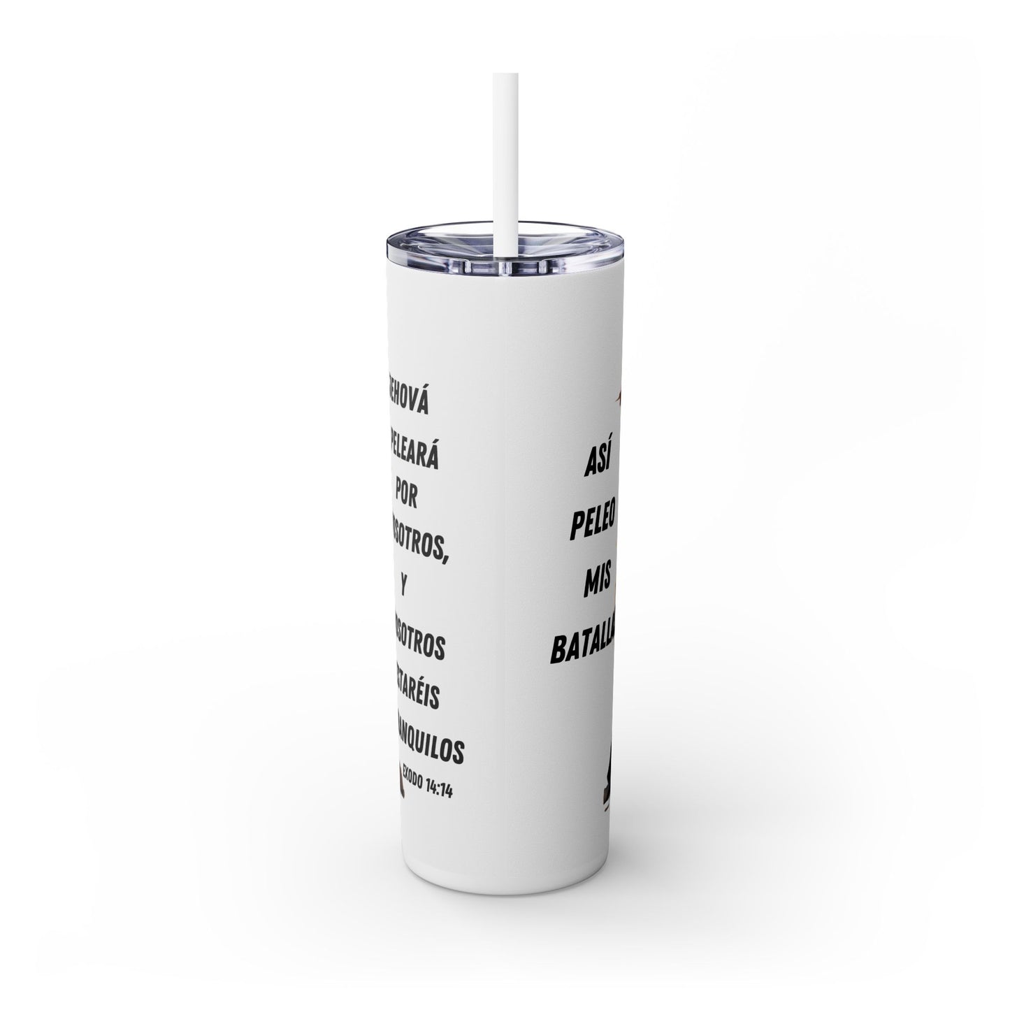 Asi Peleo Mis Batallas Skinny Tumbler with Straw, 20oz